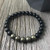 Men s Beaded Bracelet  8mm or 10mm Matte Onyx and 5 Pyrite Stretch Bracelet  Gemstone Beaded Bracelet