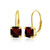 Yellow Gold Flashed Sterling Silver Garnet 7x7mm Cushion-Cut Leverback Earrings