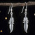 Sterling Silver Feather Earrings - Handmade  Solid .925