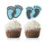 Blue Feet Cupcake Topper Picks  24-Pack Its a Boy Baby Shower Party Supply Decorations