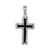 Sterling Silver Black  and  White CZ Cross Pendant Micro Pave 3 4 inch