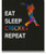 Eat Sleep Cricket Repeat Wall Art  11x14 inch Print  Great Gift Idea for Cricket Players  Cricket Coach  Umpire and Fans