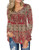 FOLUNSI Women s Blouses Plus Size Henley V Neck Long Sleeve Tunics Tops Multi Red 2XL