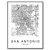 San Antonio Map Wall Art Poster Print Texas USA City Map Street 8x10 Black  and  White