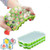Ice Cube Trays with Lids 2-Pack 74 Ice Cubes Food Grade Silica Gel Flexible and BPA Free with Spill-Resistant Removable Lid Ice Cube Molds for Chilled Drinks  Whiskey  and  Cocktails Green