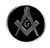 Masonic Square & Compass Round Black & Silver Car Auto Emblem - 3" Diameter