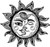 Pretty Black and White Boho Gypsy Tribal Cartoon Icon Vinyl Decal Sticker  4 inch Wide  Sun Moon