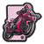 PatchStop Motorcycle Rider Pink Iron On Patches for Clothing Jeans - 3.25x3.25in Small DIY Sew On Patch for Jackets Bags - Embroidered Lady Biker Decorative Patches