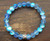 Blue Mermaid Glass Iridescent Stretch Bracelet with Czech Crystal Rhinestone Beads