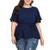 Mingleigo Women Shirts Casual Belted Knot Blouse Tops Short Sleeve Loose Plain Tee T-Shirt Tunics Plus Size Blue