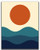 Abstract Geometric Sunrise And Sunset Sea Ocean Waves Wall Art Print - 11x14 inch UNFRAMED Print - Modern  Minimal Ocean And Sun Wall Decor - Scandinavian  Nordic  Mid Century Modern Decor