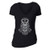 XtraFly Apparel Women s Line Art Owl Sugar Skull Day of Dead V-Neck Short Sleeve T-Shirt Black