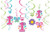 Amscan Sweet Birthday Girl 1st Birthday Value Pack Foil Swirl Decorations, 12 Pieces, Made from Paper, Multicolor, 3 Swirls w/Paper Cutouts, 7" by