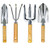 GeToo Garden Tools Set - 4 Piece Heavy Duty Gardening Kit Included Ergonomic Hand Trowel Transplant Trowel  Cultivator Hand Rake and Planting Fork with Wood Handle  Gift for Men Or Women.