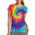Losturban Colorful Tie Dye Spiral Womens Graphic T Shirt 3D Print Tee Tops L