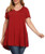 Ritera Womens Plus Size Short Sleeve V Neck Button Basic Tunic Tops Summer Swing Shirts Blouses Wine Red XL