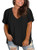 SWQZVT Women s Plus Size Tops Short Sleeve T Shirts V Neck Basic Tee Blouse Tunic Black 18W