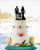 Family Silhouette Wedding Cake Topper with Girl  Bride and Groom Cake Topper