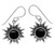 Silvershake Created Black Onyx 925 Sterling Silver Sun Ray Inspired Dangle Hook Earrings