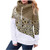POTO Women s Casual Tunic Hoodies Long Sleeve Leopard Color Block Pullover Sweatshirt Cowl Neck Hooded Sweater Tops Army Green