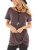 TEMOFON Women s Shirts Cold Shoulder Tops Summer Short Sleeve Casual Twist Knot Blouse T-Shirt Coffee XL