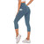 PARWIN High Waisted Yoga Pants for Women Pocketed Workout Capri Leggings with Mesh Tummy Control Compression Capris for Running Exercise Gym Fitness Navy Blue-L