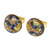 GlassOfVenice Murano Glass Button Stud Earrings - Gold and Blue