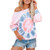 2020 Women s Casual Color Block Tie Dye Crewneck Long Sleeve Loose Pullover Sweatshirt Tops Loungewear Pink