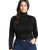 Floerns Women s Long Sleeve Slim Fit Turtleneck Basic T-Shirts Black Plus 2XL