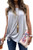 MODARANI Self Tie Front Sleeveless Shirts for Women Gray Loose Tank Tops Flowy Blouse Solid L