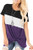 onlypuff Knot Hem Tops Women Twist Front Casual Side Knot Black Color Block Purple M