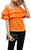 Hibluco Women s Off Shoulder Ruffle Blouse Loose Summer Tee Shirt Tops Orange
