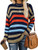 Women s Oversized Sweaters Lightweight Long Sleeve Pullover Sweaters Crewneck Striped Color Block Rainbow XL