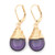 Purple Czech Glass Wire-wrapped Drop Gold Lever-back Earrings 1.4 Inches Purple Czech Glass Wire-wrapped Drop Gold Lever-back Earrings 1.4 Inches