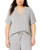 Alfani Plus Size Ribbed Knit Pajama Top  Heather Gray  2X