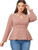 Romwe Women s Plus Size Elegant Long Sleeve Layered Ruffle Hem Peplum Blouse Tops Dusty Pink 2XL
