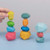 7haofang 16 Pcs Children Wooden Colored Stone Stacking Game Building Block Education Toy