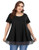 LARACE Women Tunic Tops for Leggings Chiffon T-Shirt Plus Size Short Sleeves Flowy Shirt Black 6X