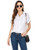 Hotouch Short Sleeve Shirts for Women with Pocket Casual Button Down Blouse White XXL