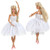 Barwa Handmade Princess Evening Party Wears Mini Dress Clothes White Lace Ballet Dress for Barbie Doll