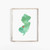 New Jersey or ANY STATE Map Art - Watercolor