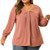 Agnes Orinda Women s Plus Size Blouse V Neck Twist Knot Long Sleeve Tops Peach 3X