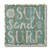 First Dawn Absorbent Stone Tumbled Tile Coasters  Sun Sand Surf  Set of 4