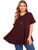 Milumia Women s Plus Size Basic V Neck Short Sleeve Blouse Tops Casual Solid Tops Maroon 4XL