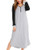 SWOMOG Women Long Raglan Sleeve Nightgown Button Up Loungewear Sleepwear Full Length Sleep Shirt Grey