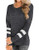 Women Fall Long Sleeve Tops Crewneck Tunics Color Block Sweatshirt Sweater Striped T-Shirts Grey01 XXL