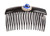 Caravan Hand Decorated French Black Over Lapping Comb with Large Sapphire and Swarovski Crystal Stones.65 Ounce