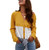 Women s Button Down Knit Cardigans Tie Knot Color Block Tops V Neck Tunic Blouse