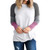 Forthery-Women Color Block Round Neck Tunic Tops Casual Long Sleeve and Short Sleeve Shirt Blouse Gray XXL