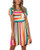 OUGES Womens Casual Summer Sundress Round Neck Short Sleeve Dress Knee Length Swing Dress Rainbow01  M OUGES Womens Casual Summer Sundress Round Neck Short Sleeve Dress Knee Length Swing Dress Rainbow01  M